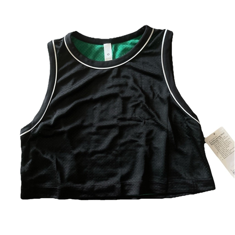 Lululemon Double-Layered Mesh Reversible Tank Cropped Black/Vapor Size XL NWT 68